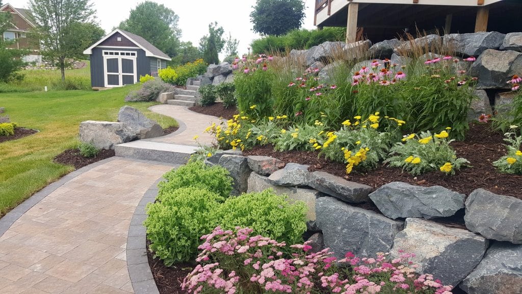 Outdoor Plants, paver patio sidewalk, steps, garden Grove Heights, MN