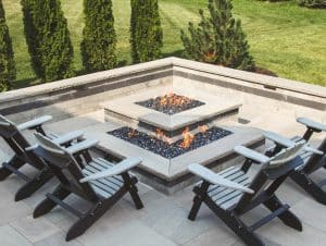 Fire feature fire pit with chairs